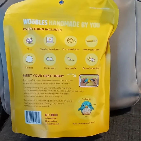 Pierre the Penguin Crochet Kit - Yellow and Blue - Picture 2 of 7